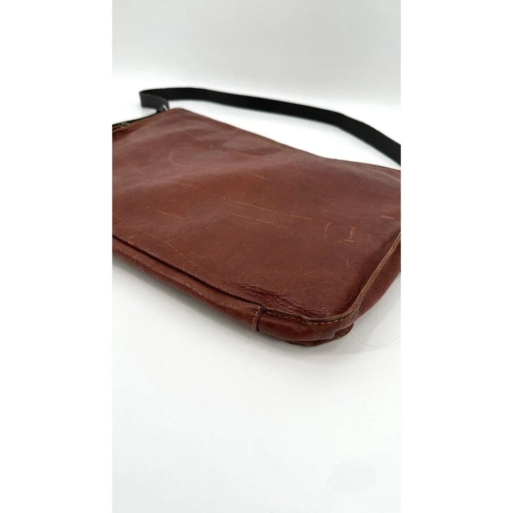 Elk the Label Tan Leather Quilted Laptop Crossbody Bag Brown Messenger Briefcase